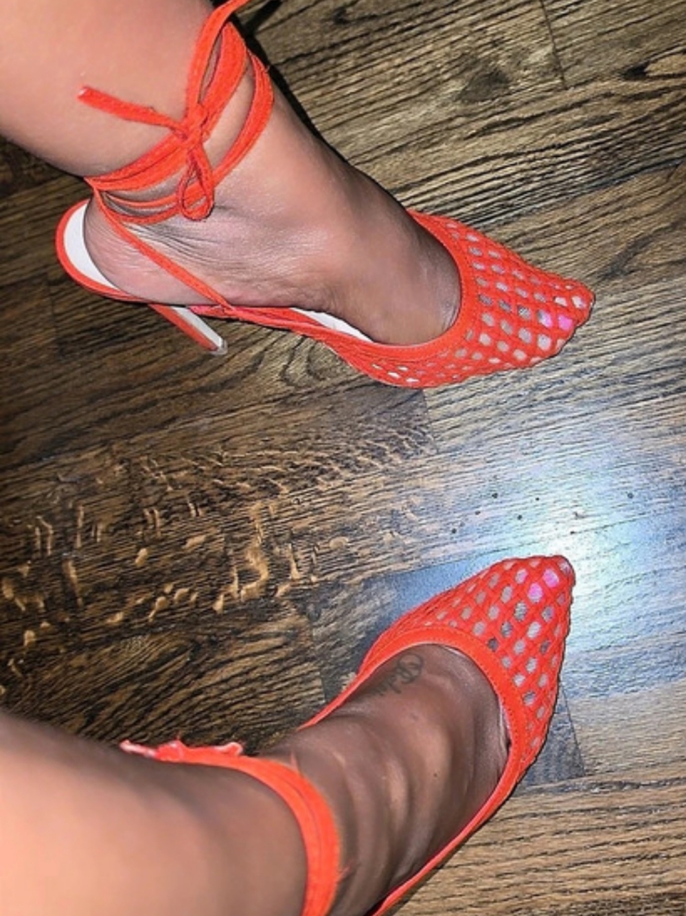 JustFab Red Lace-Up Heels